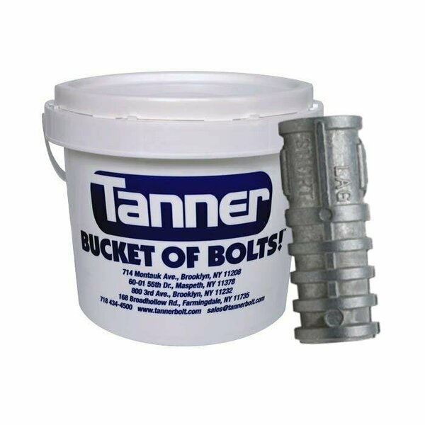 Tanner 1/2in, Lag Shield Screw Style Anchors, Short, Zamac Alloy, Bucket-of-Bolts! 500 Pieces per Bucket TB-486